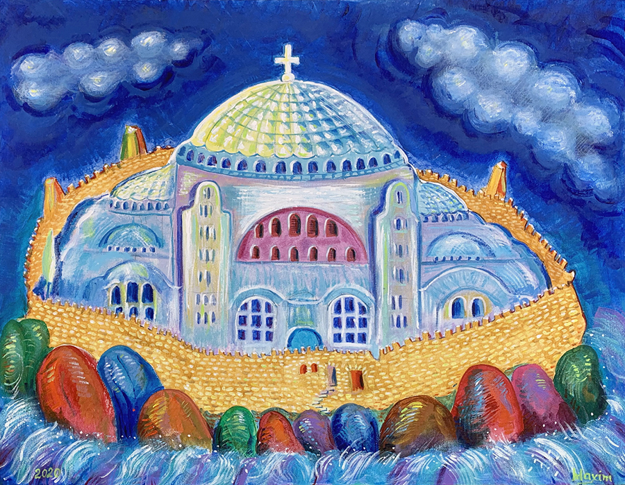 "The Hagia Sophia", acrylic on canvas, by Bishop Maxim, 2020