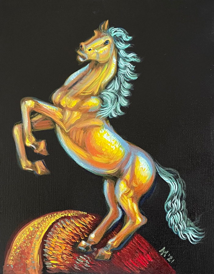 "Like a Horse Prepared for Battle", acrylic on canvas, 2021