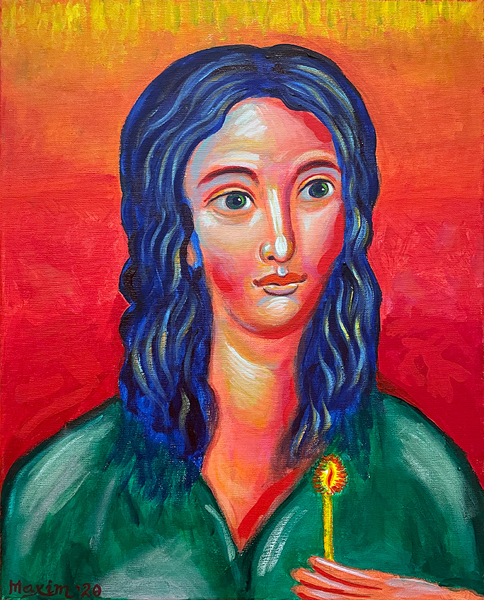 "Marija Receives the Light", acrylic on canvas, Bishop Maxim, 2018