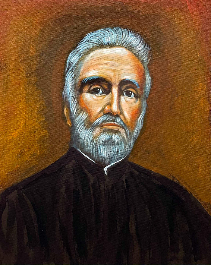 "Metropolitan John (Zizioulas)", acrylic on canvas, Bishop Maxim, 2021