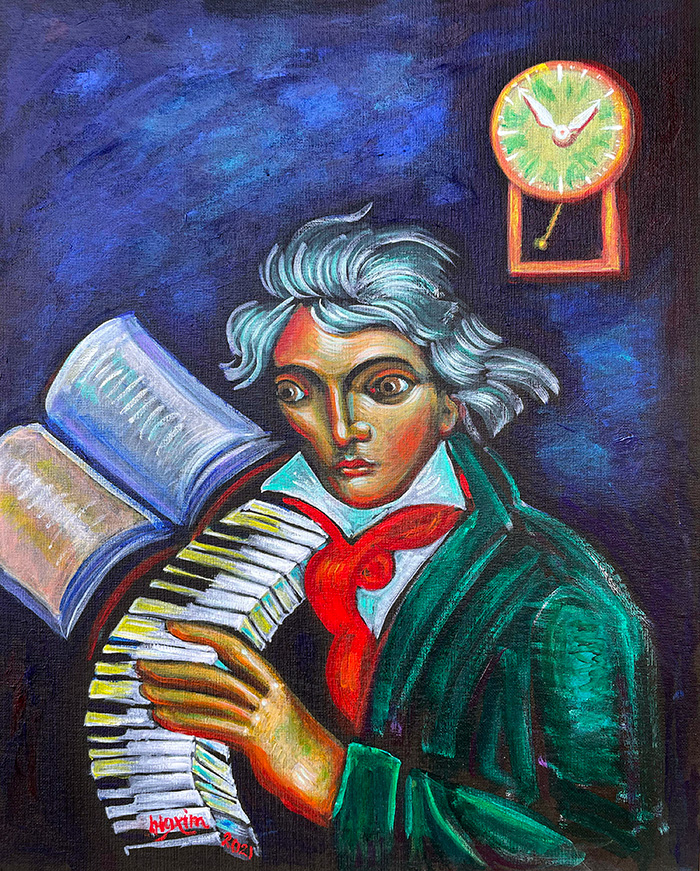 "Beethoven 2", acrylic on canvas, by Bishop Maxim, 2021