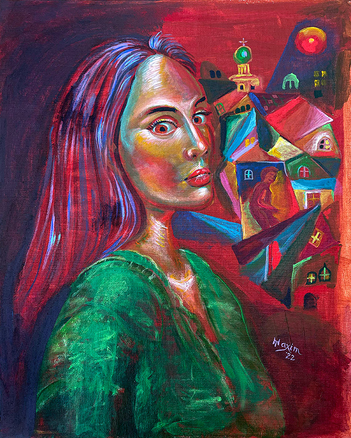 “A Story of Sonya Marmeladova’s Love”, acrylic on canvas, by Bishop Maxim, 2022