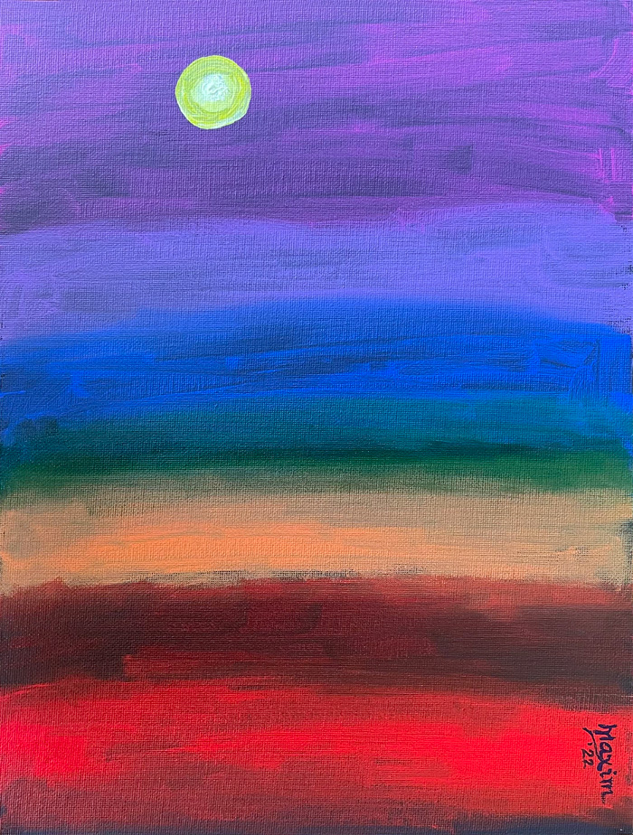 Full Moon Africa, acrylic on canvas, by Bishop Maxim, 2022