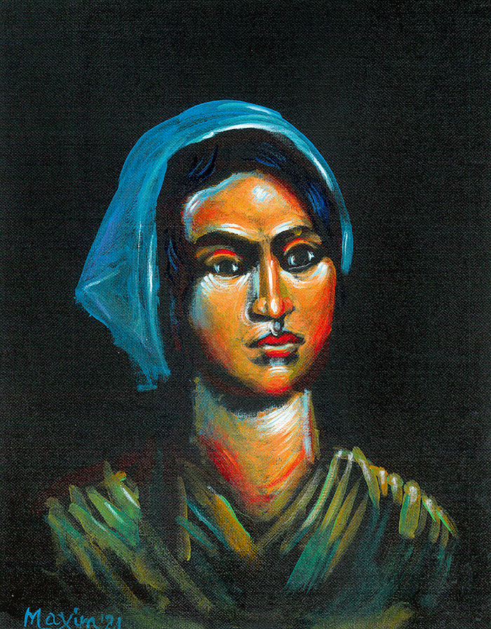 "Grushenkа's Maid", acrylic on canvas, by Bishop Maxim, 2021.
