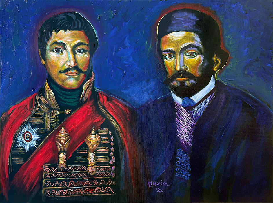 "Grand Vožd Karageorge and Bishop Rade-Njegoš", acrylic on canvas, by Bishop Maxim, 2022