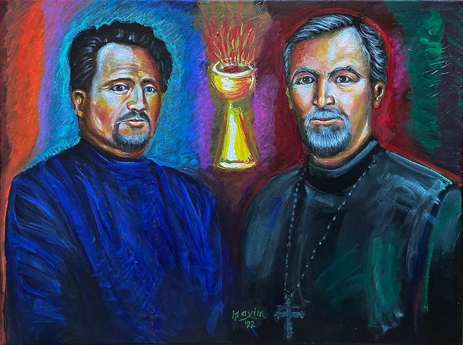 "The Sacred Pillars of Orthodoxy in the West", acrylic on canvas, by Bishop Maxim, 2022