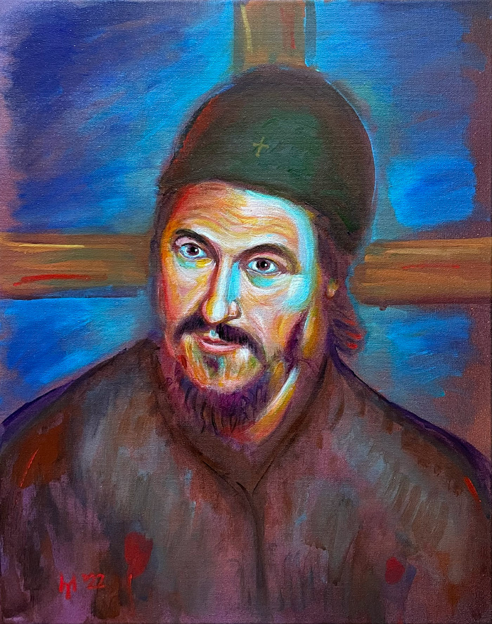 "Hieromonk Atanasije", acrylic on canvas, by Bishop Maxim, 2022