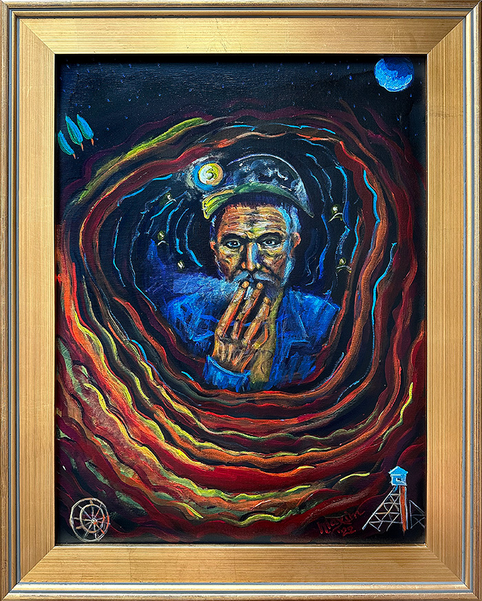 “Argonaut Miner”, acrylic on canvas, Bishop Maxim, 2022