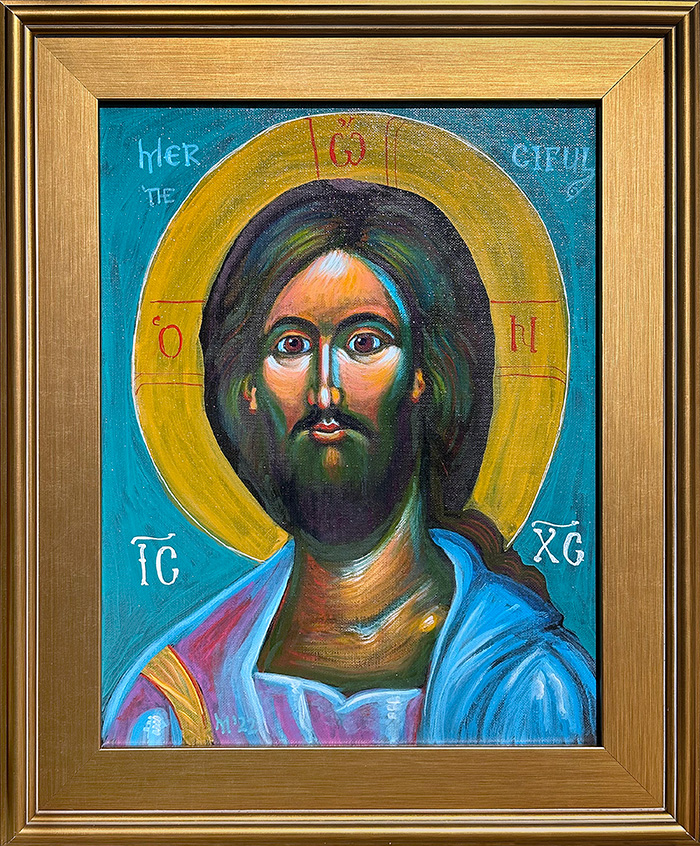 "Christ the Merciful", acrylic on canvas, Bishop Maxim, 2022