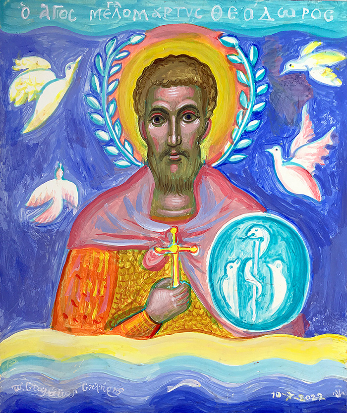 "Holy Great Martyr Theodore", acrylic on canvas,  Stamatis Skliris, 2022