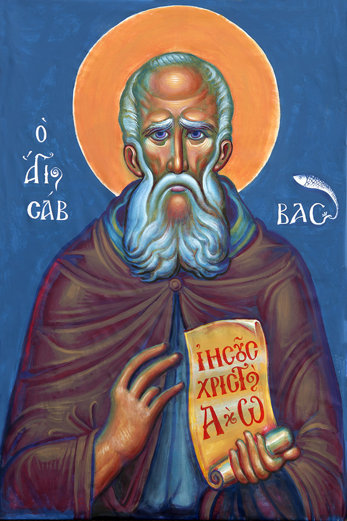 "St. Sabbas the Sanctified", acrylic on canvas, Stamatis Skliris, 2022