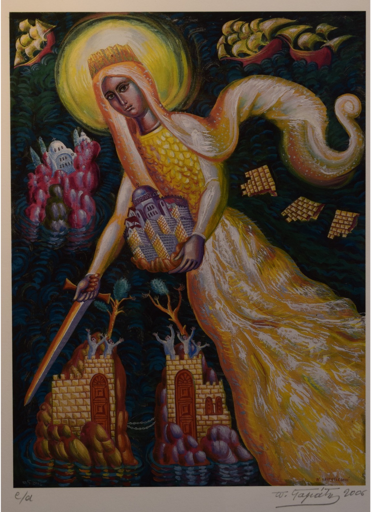 “First Greetings to the Panagia” acrylic on canvas, 2006, 20x27 Π90 - Α' ΧΑΙΡΕΤΙΣΜΟΊ, 2006, ακρυλικό σε μουσαμά, 20*27