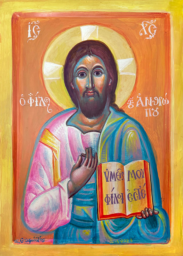 "Jesus Christ - The Friend", acrylic on board, 2023