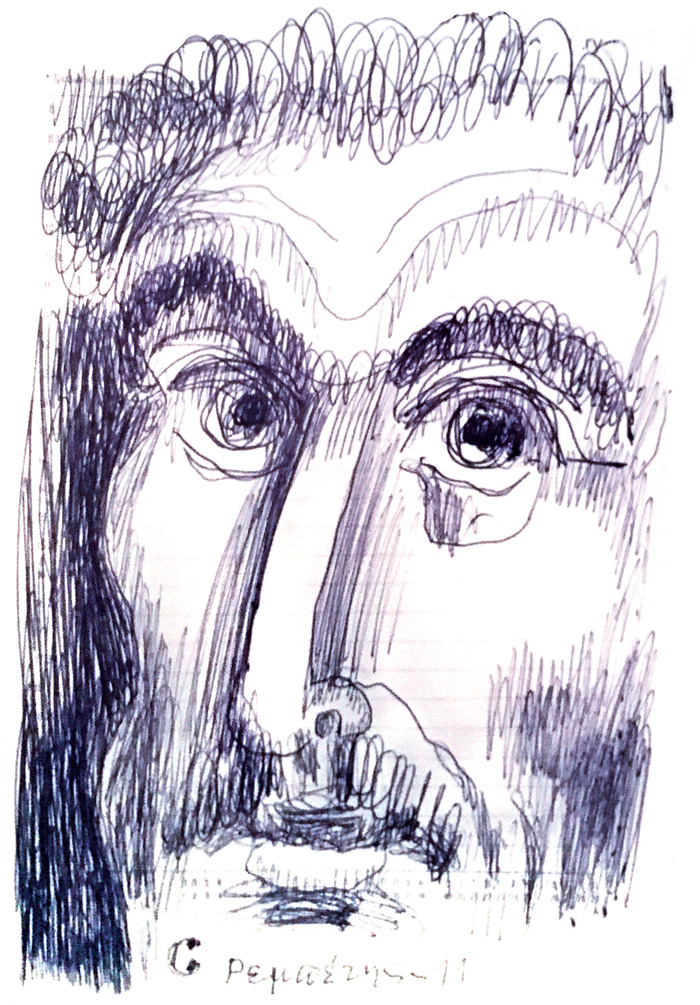"Rebetis", drawing, Stamatis Skliris