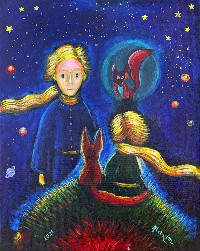 “The Little Prince, No 3”, acrylic on canvas, Bishop Maxim, 2021