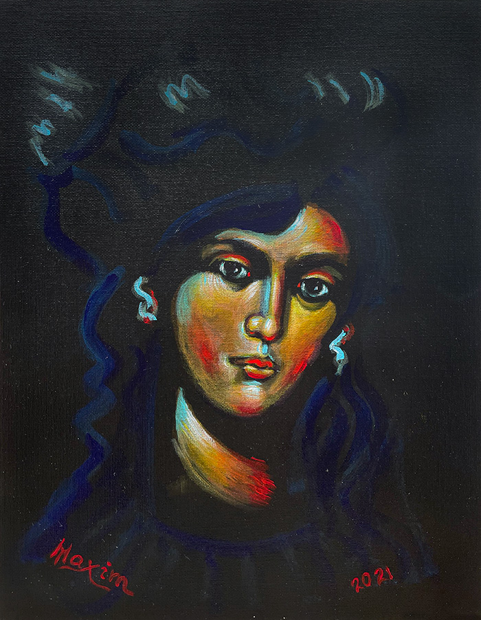 "Nastasia Filippovna 2", acrylic on canvas, by Bishop Maxim, 2022