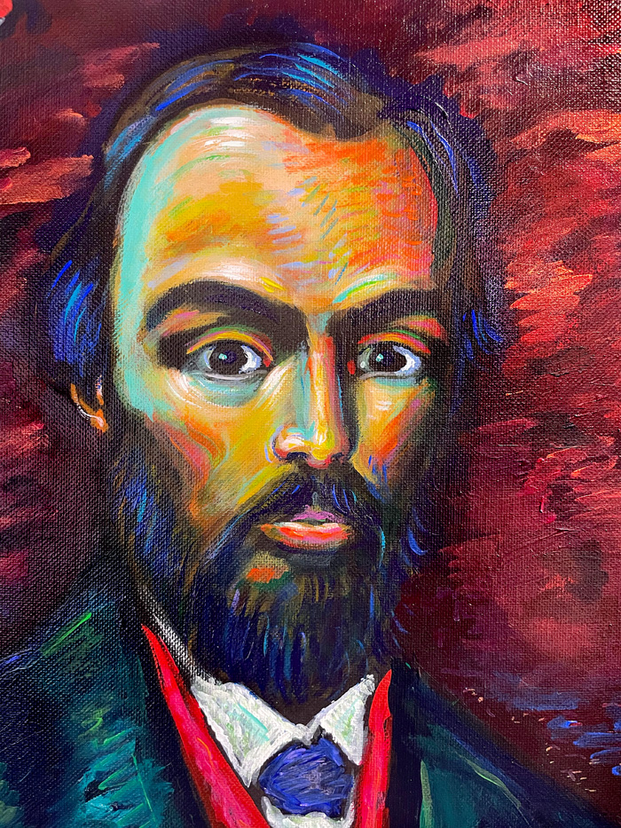"Young Wakening Dostoevsky", detail, acrylic on canvas, by Bishop Maxim, 2022