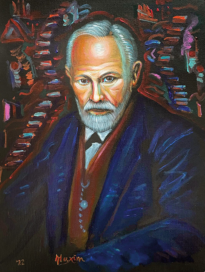 "Sigmund Freud", acrylic on canvas, by Bishop Maxim, 2022