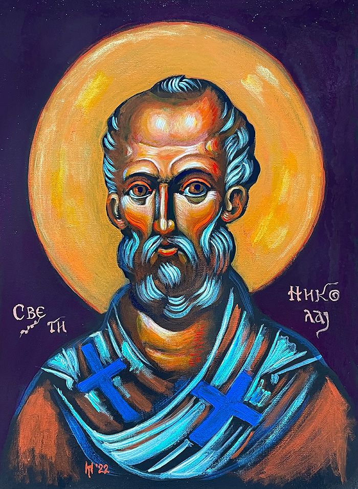 “St. Nicholas”, acrylic on canvas, by Bishop Maxim, 2022