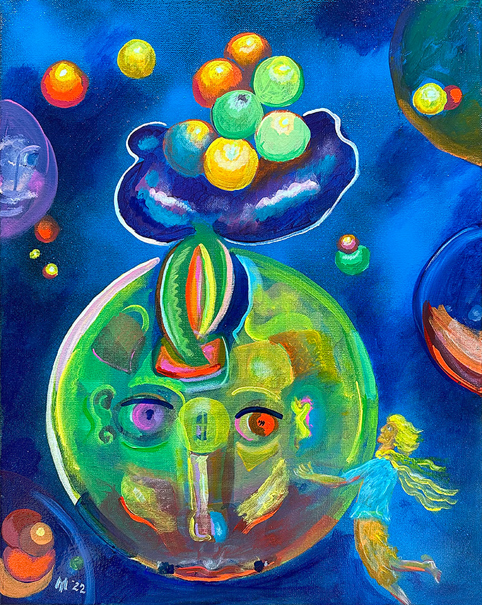 "Cosmic Liturgy", acrylic on canvas, 16x20 inch, Bishop Maxim, 2022