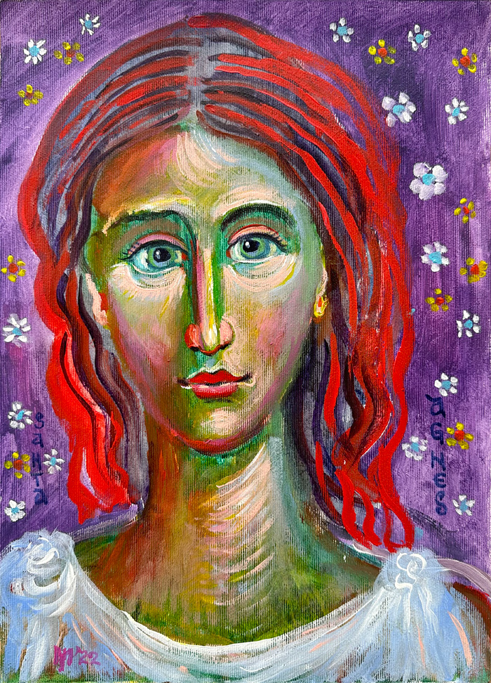 "St. Agnes of Rome", acrylic on canvas, 25x35cm, Bishop Maxim, 2022