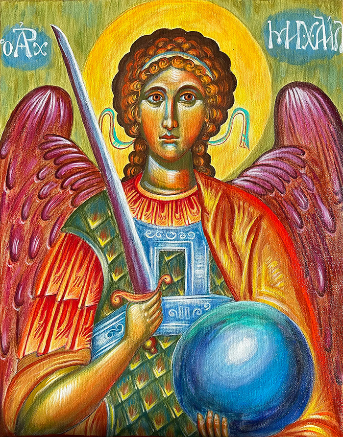 "Holy Archangel Michael", acrylic on canvas, Bishop Maxim, 2022