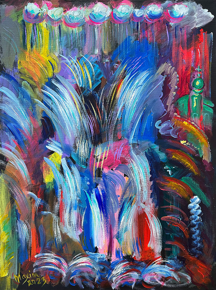 "Waterfall", acrylic on canvas, Bishop Maxim, 2023