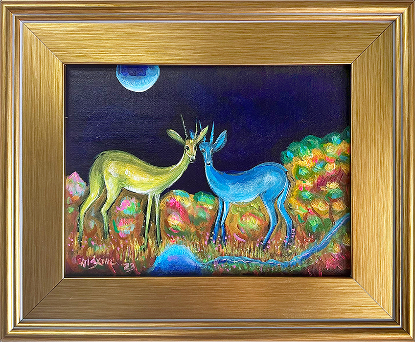 "Paradise of Deer", acrylic on canvas, Bishop Maxim, 2023
