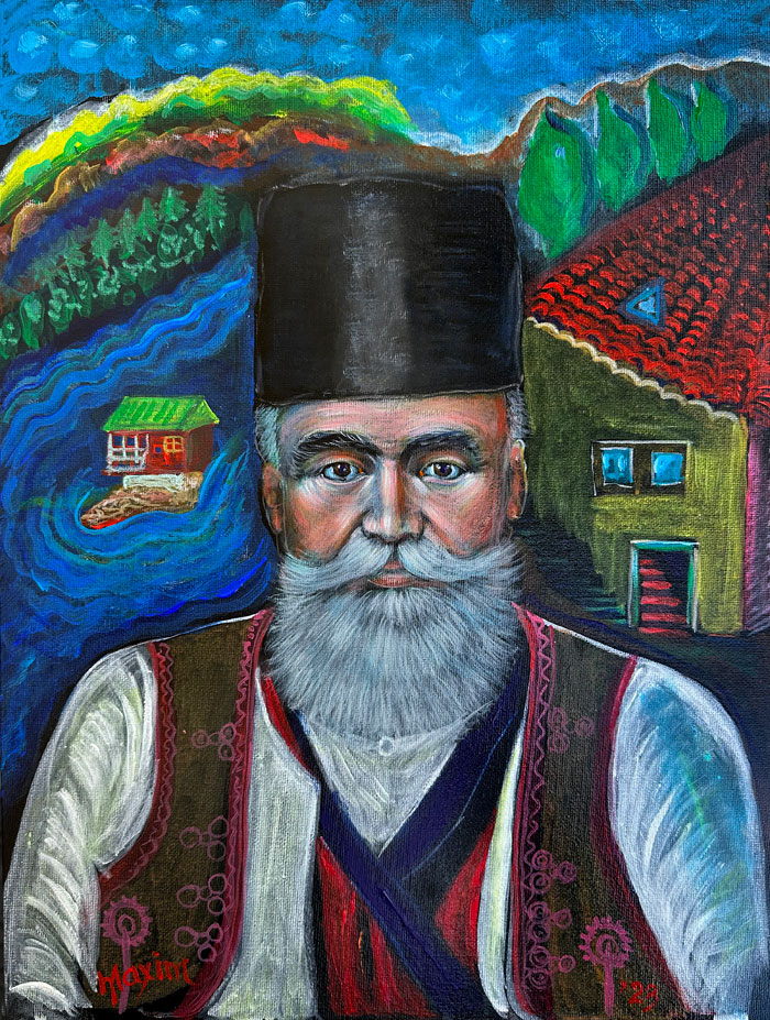 “Nikola”, acrylic on canvas board, Bishop Maxim, 2023