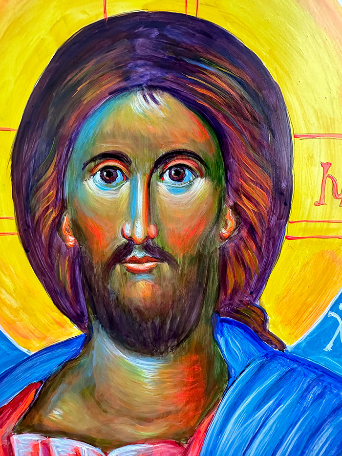 “Jesus Christ”, acrylic on gesso board, Bishop Maxim, 2024