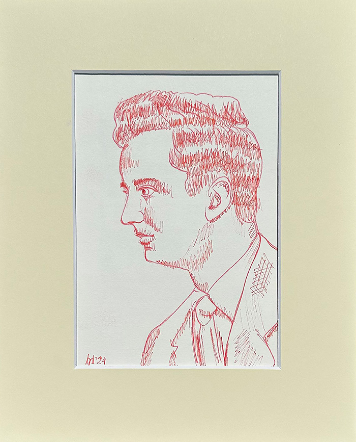 "Portrait of a Young John Zizioulas in Profile", drawing, Bishop Maxim, 2024