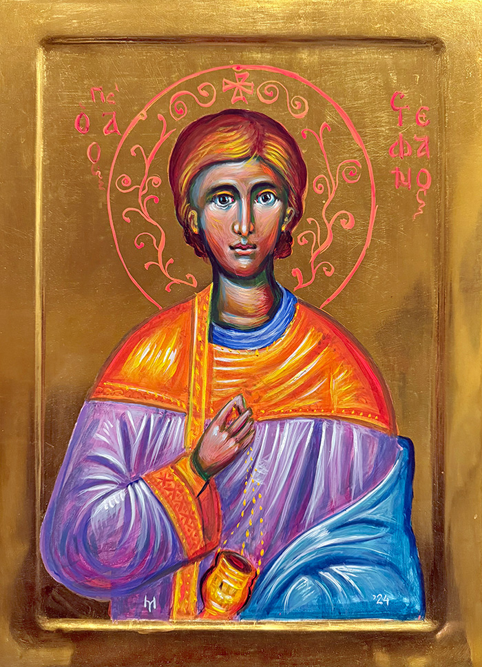 "St Stephen the First-Martyr", acrylic on board, Bishop Maxim, 2024