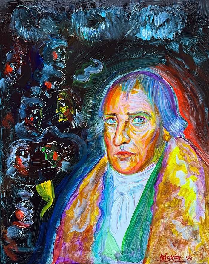 "Portrait of Hegel", acrylic on gesso board, Bishop Maxim, 2024