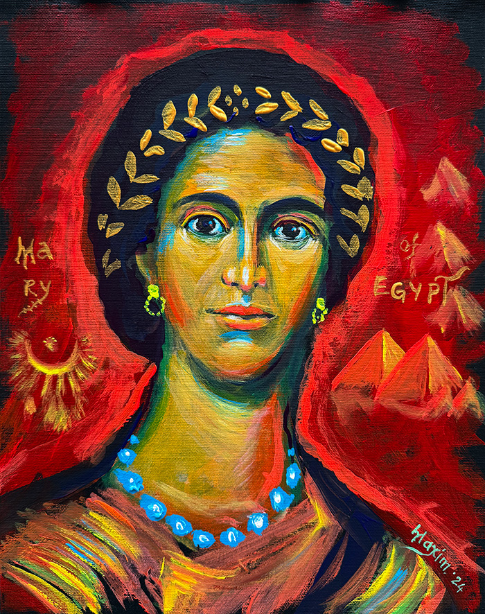 "Mary of Egypt", acrylic on canvas panel, Bishop Maxim, 2024