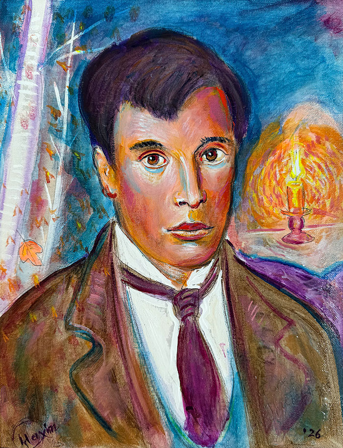 "Boris Pasternak", acrylic on cardboard, Bishop Maxim, 2026