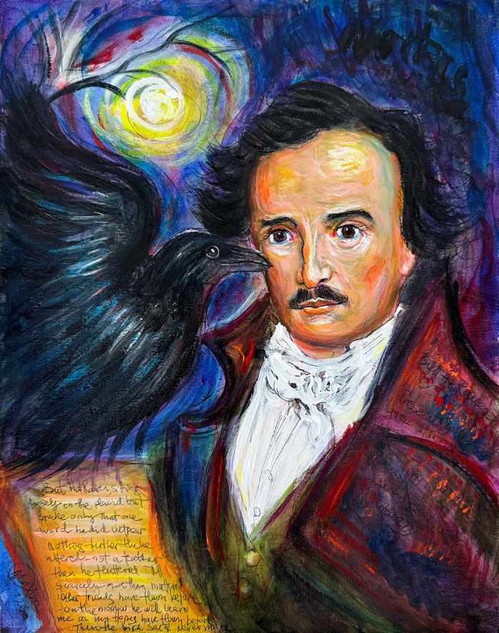 "Edgar Allan Poe: Nevermore", acrylic on canvas panel, 11 × 14 inches, Bishop Maxim, 2026