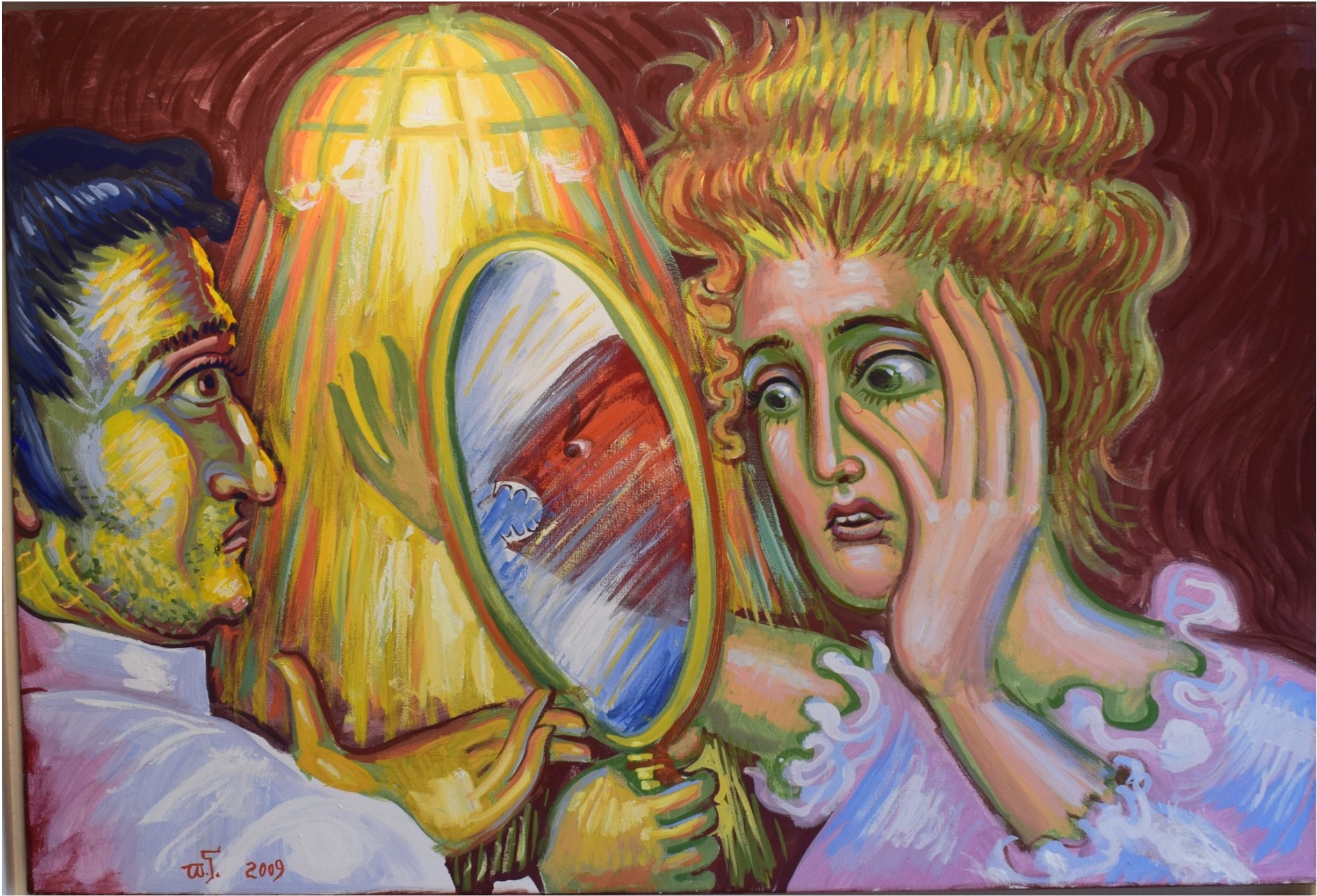 “Woman in the Mirror of a Psychotherapist”, acrylic on canvas, 2009, 70x60 Π139 - Η γυναίκα στον καθρέπτη του ψυχαναλυτή , 2009, ακρυλικό σε μουσαμά, 70*60