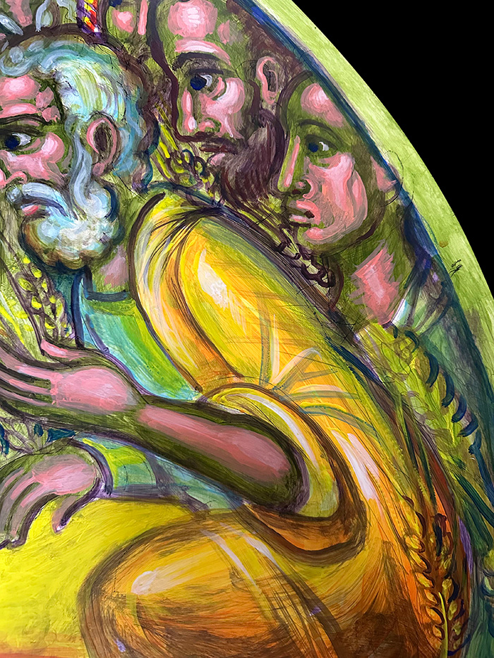"Mystical Supper", detail, acrylic on board, Stamatis Skliris, 2021