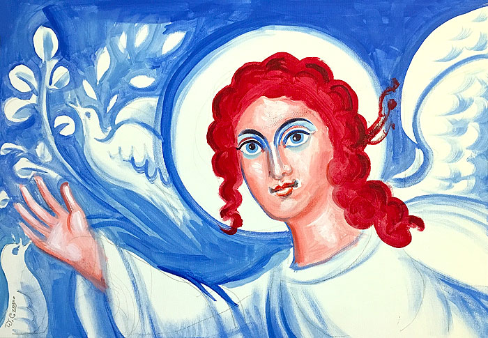 Angel of Victory, acrylic on canvas, Stamatis Skliris, 018